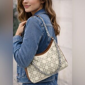 🆕🆕🆕 Ivory Denim & Mocha Shoulder Bag